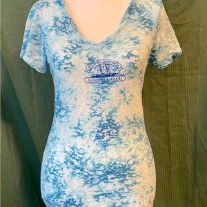 Schooners Wharf Key West burnout blue camo ladies tee